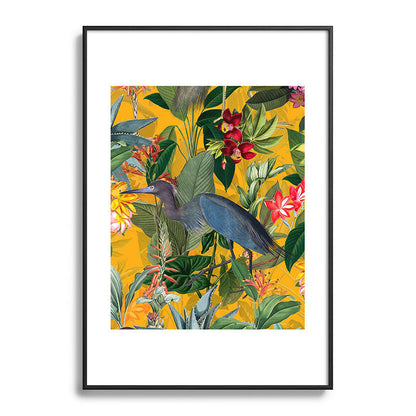 Vintage & Shabby Chic - Sunny Tropical Garden Blue Heron Framed Art Print Gallery Image 113
