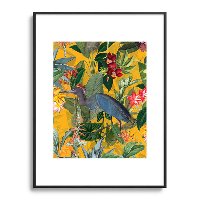 Vintage & Shabby Chic - Sunny Tropical Garden Blue Heron Framed Art Print Gallery Image 115