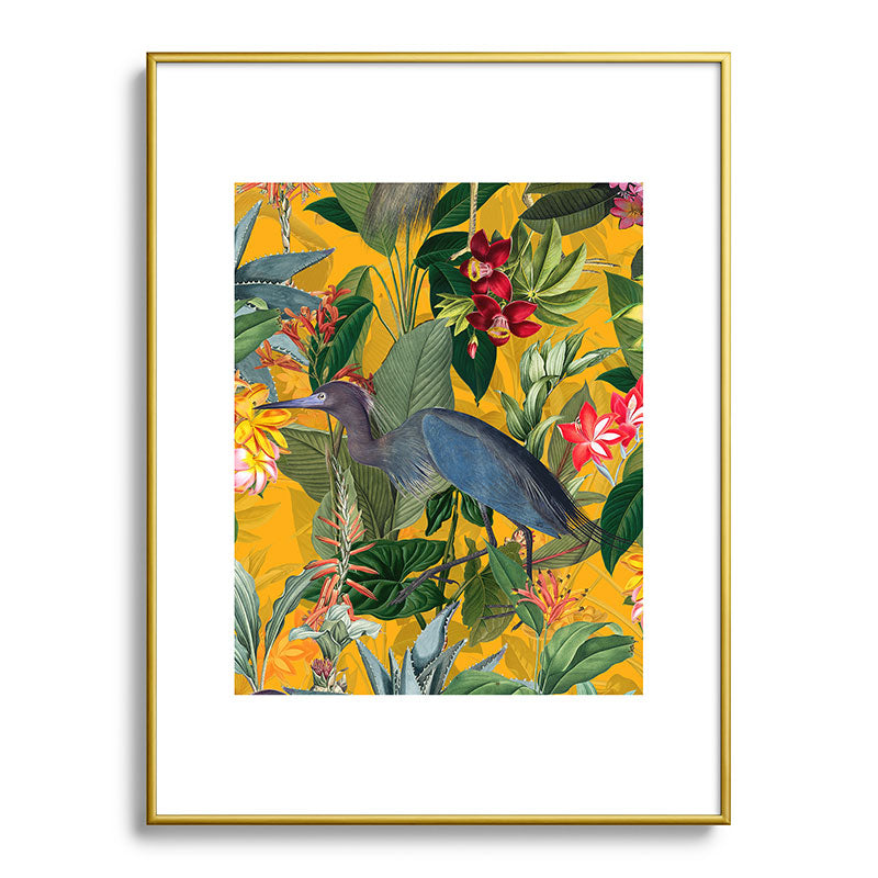 Vintage & Shabby Chic - Sunny Tropical Garden Blue Heron Framed Art Print Gallery Image 125