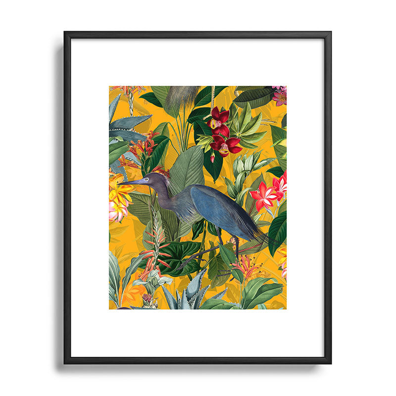 Vintage & Shabby Chic - Sunny Tropical Garden Blue Heron Framed Art Print Gallery Image 111
