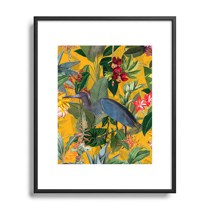 Vintage & Shabby Chic - Sunny Tropical Garden Blue Heron Framed Art Print Gallery Image 111