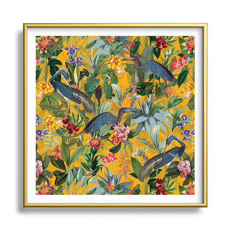 Vintage & Shabby Chic - Sunny Tropical Garden Blue Heron Framed Art Print Gallery Image 133