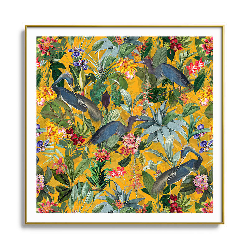 Vintage & Shabby Chic - Sunny Tropical Garden Blue Heron Framed Art Print Gallery Image 136