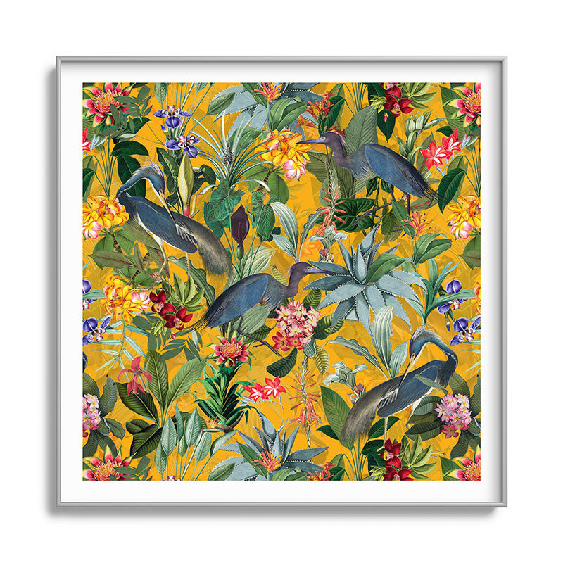 Vintage & Shabby Chic - Sunny Tropical Garden Blue Heron Framed Art Print Gallery Image 141