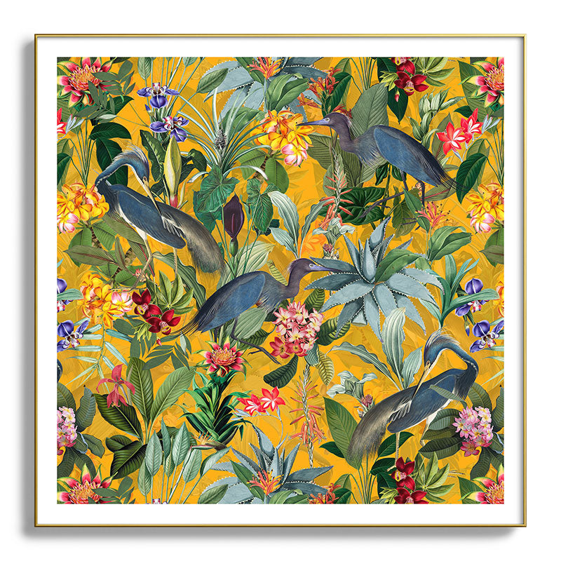 Vintage & Shabby Chic - Sunny Tropical Garden Blue Heron Framed Art Print Gallery Image 139