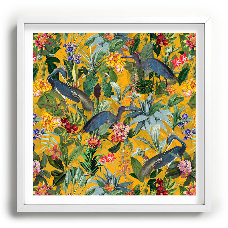 Vintage & Shabby Chic - Sunny Tropical Garden Blue Heron Framed Art Print Gallery Image 118