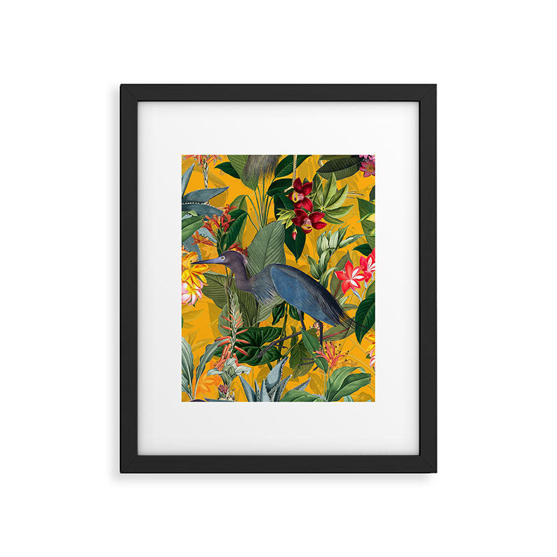 Vintage & Shabby Chic - Sunny Tropical Garden Blue Heron Framed Art Print Gallery Image 1