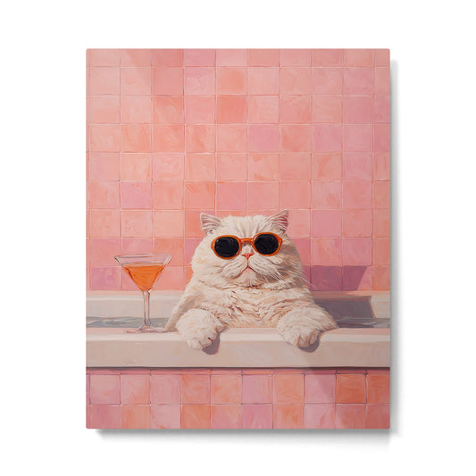 British ShortHair Cat in Tub, Colorful Whimsical Art Metal Print Gallery Image 2