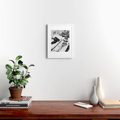 Lady and Chimp Sunbathing, Black and White, Vintage Art Framed Art Print Gallery Image 24