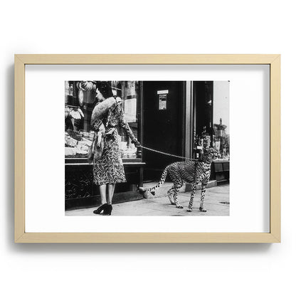 Leopard on a Leash, Black and White Vintage Art Framed Art Print Gallery Image 71
