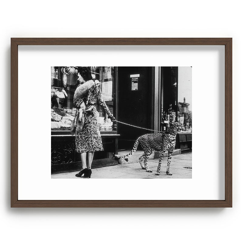 Leopard on a Leash, Black and White Vintage Art Framed Art Print Gallery Image 66