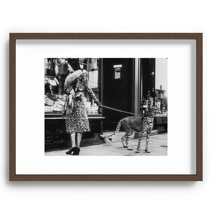 Leopard on a Leash, Black and White Vintage Art Framed Art Print Gallery Image 66