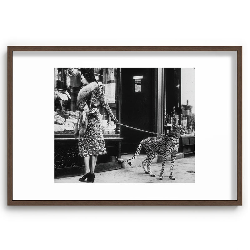 Leopard on a Leash, Black and White Vintage Art Framed Art Print Gallery Image 68