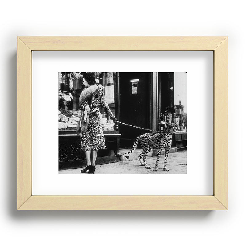 Leopard on a Leash, Black and White Vintage Art Framed Art Print Gallery Image 70