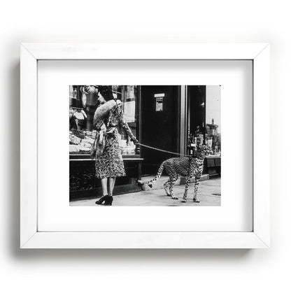 Leopard on a Leash, Black and White Vintage Art Framed Art Print Gallery Image 76