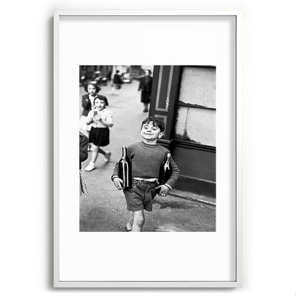 Little Boy and Bottles of Wine, Black and White Vintage Art Framed Art Print Gallery Image 80
