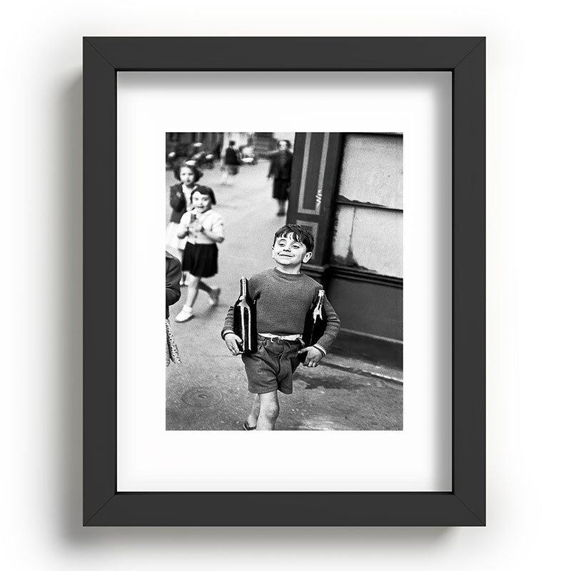 Little Boy and Bottles of Wine, Black and White Vintage Art Framed Art Print Gallery Image 58