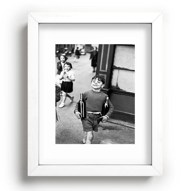 Little Boy and Bottles of Wine, Black and White Vintage Art Framed Art Print Gallery Image 76