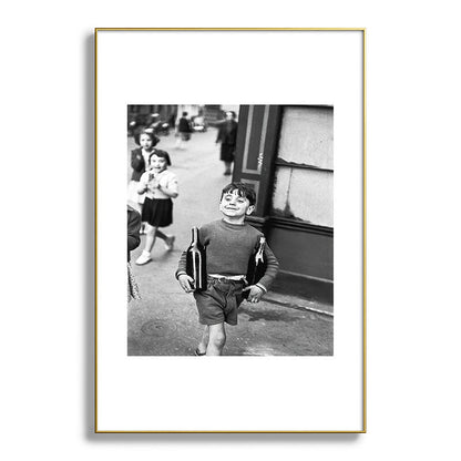 Little Boy and Bottles of Wine, Black and White Vintage Art Framed Art Print Gallery Image 93