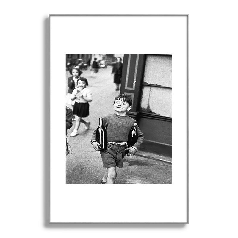 Little Boy and Bottles of Wine, Black and White Vintage Art Framed Art Print Gallery Image 100