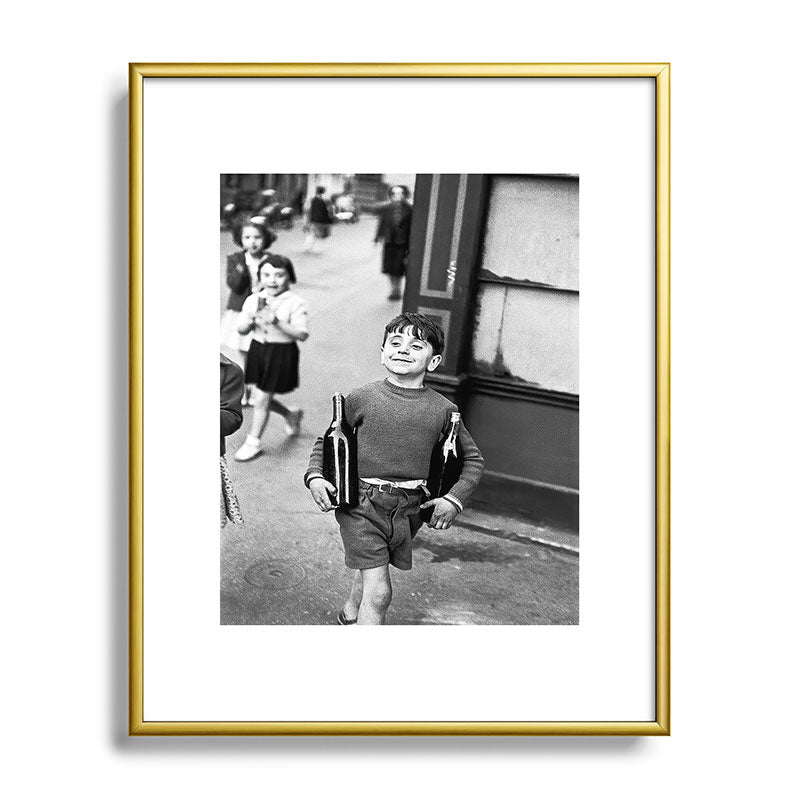 Little Boy and Bottles of Wine, Black and White Vintage Art Framed Art Print Gallery Image 88