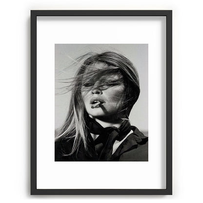 Brigitte Bardot Smoking a Cigarette, Black and White Photograph Framed Art Print Gallery Image 60