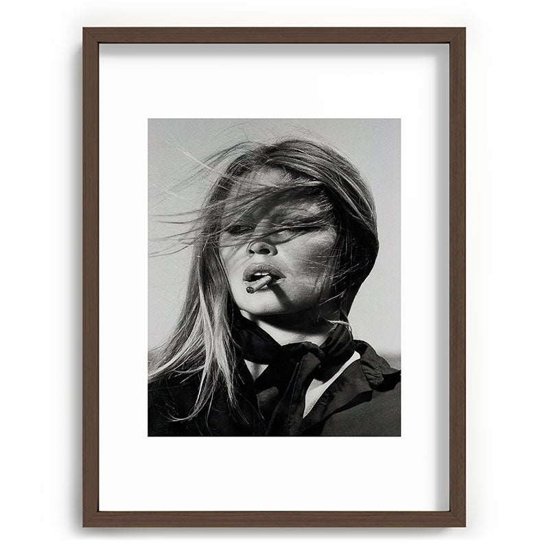 Brigitte Bardot Smoking a Cigarette, Black and White Photograph Framed Art Print Gallery Image 67