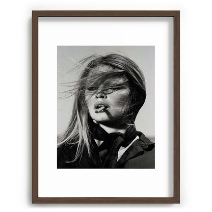 Brigitte Bardot Smoking a Cigarette, Black and White Photograph Framed Art Print Gallery Image 67