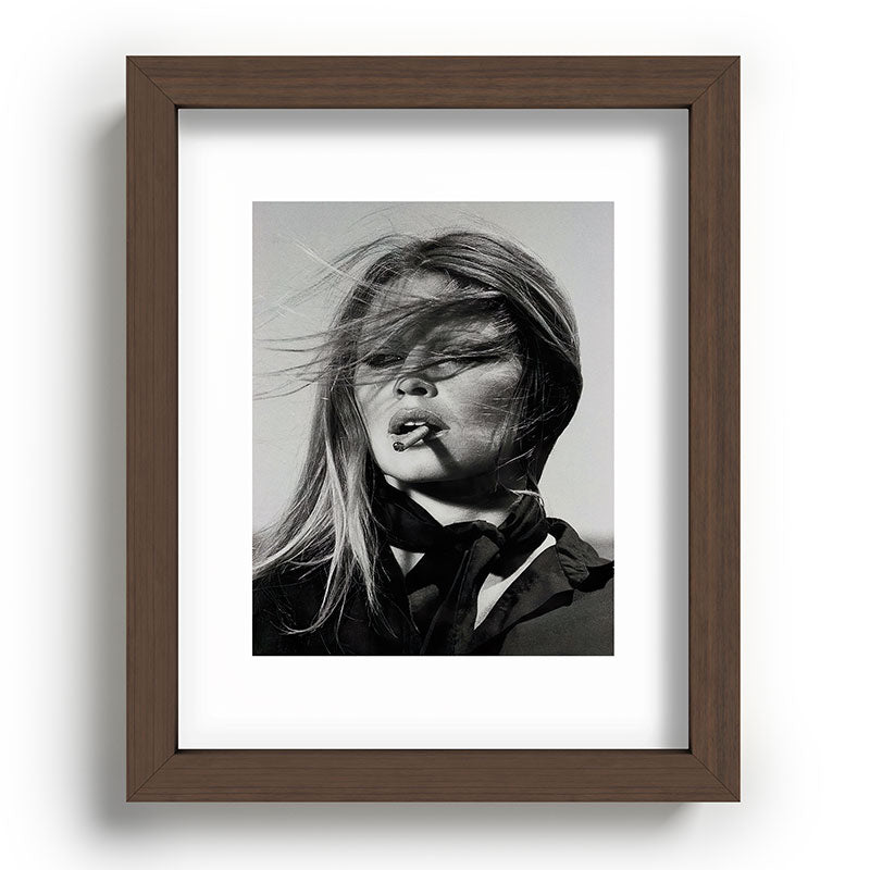 Brigitte Bardot Smoking a Cigarette, Black and White Photograph Framed Art Print Gallery Image 64