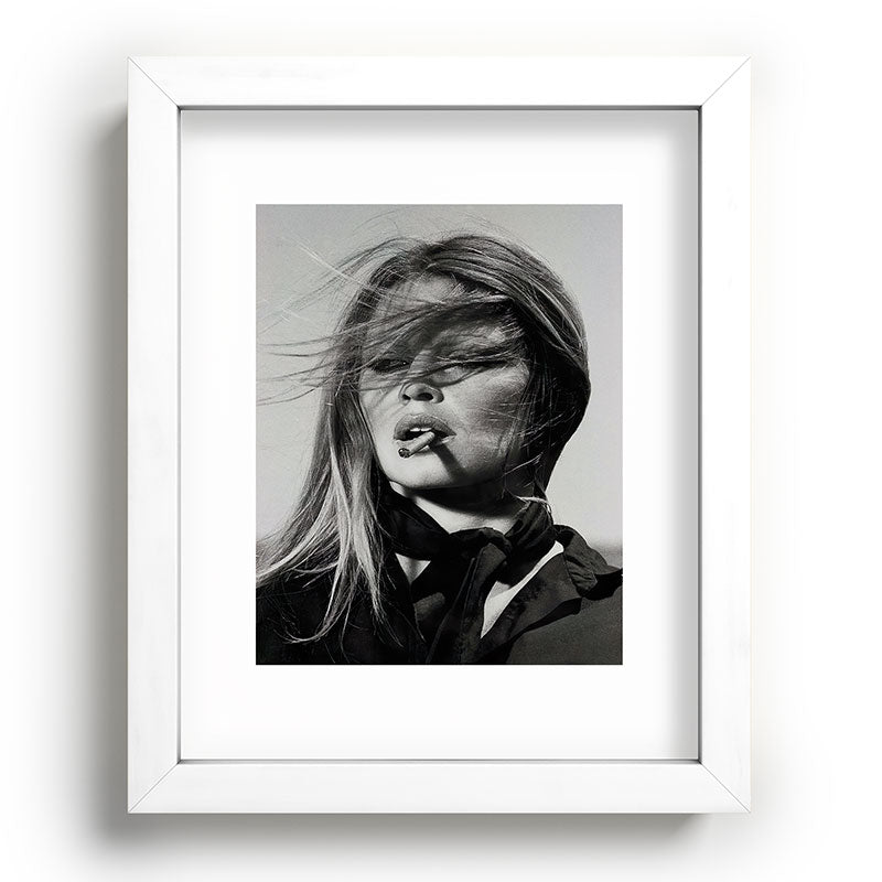Brigitte Bardot Smoking a Cigarette, Black and White Photograph Framed Art Print Gallery Image 76