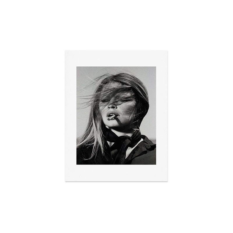 Brigitte Bardot Smoking a Cigarette, Black and White Photograph Art Print Gallery Image 2