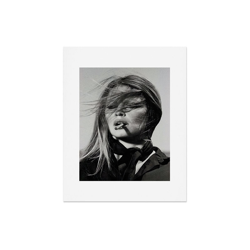 Brigitte Bardot Smoking a Cigarette, Black and White Photograph Art Print Gallery Image 5