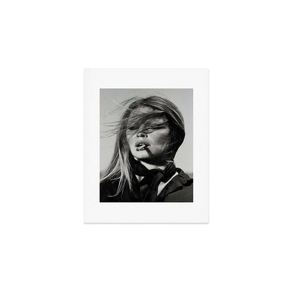Brigitte Bardot Smoking a Cigarette, Black and White Photograph Art Print Gallery Image 1