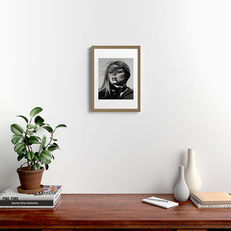 Brigitte Bardot Smoking a Cigarette, Black and White Photograph Framed Art Print Gallery Image 10