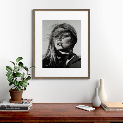 Brigitte Bardot Smoking a Cigarette, Black and White Photograph Framed Art Print Gallery Image 42