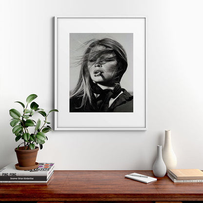 Brigitte Bardot Smoking a Cigarette, Black and White Photograph Framed Art Print Gallery Image 28