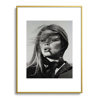 Brigitte Bardot Smoking a Cigarette, Black and White Photograph Framed Art Print Gallery Image 91