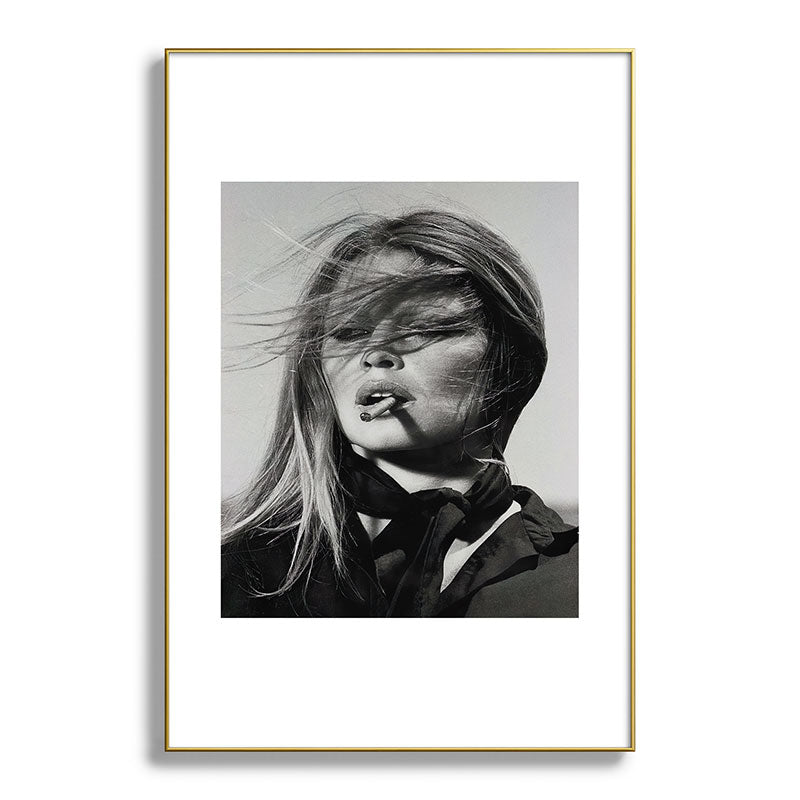 Brigitte Bardot Smoking a Cigarette, Black and White Photograph Framed Art Print Gallery Image 93