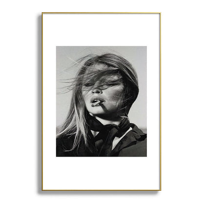 Brigitte Bardot Smoking a Cigarette, Black and White Photograph Framed Art Print Gallery Image 93