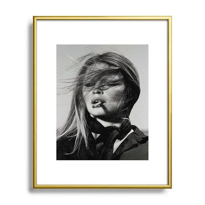 Brigitte Bardot Smoking a Cigarette, Black and White Photograph Framed Art Print Gallery Image 89