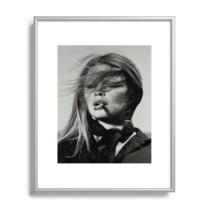 Brigitte Bardot Smoking a Cigarette, Black and White Photograph Framed Art Print Gallery Image 96