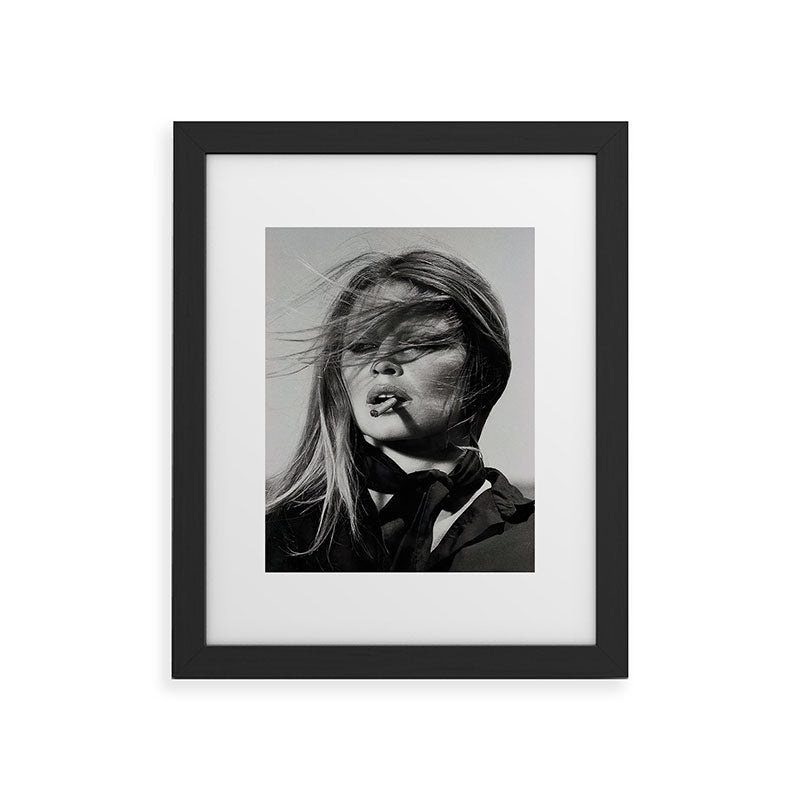 Brigitte Bardot Smoking a Cigarette, Black and White Photograph Framed Art Print Gallery Image 34