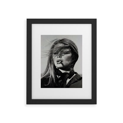Brigitte Bardot Smoking a Cigarette, Black and White Photograph Framed Art Print Gallery Image 34