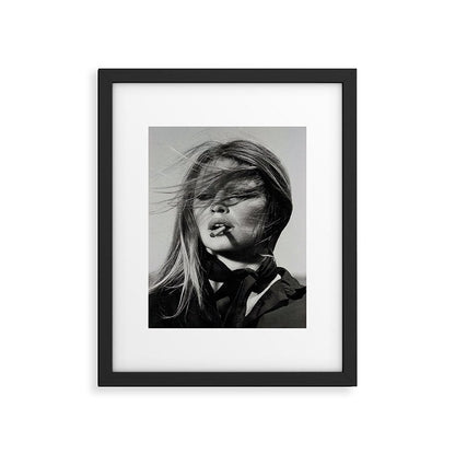 Brigitte Bardot Smoking a Cigarette, Black and White Photograph Framed Art Print Gallery Image 2