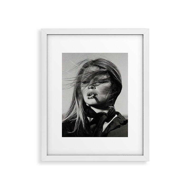 Brigitte Bardot Smoking a Cigarette, Black and White Photograph Framed Art Print Gallery Image 22