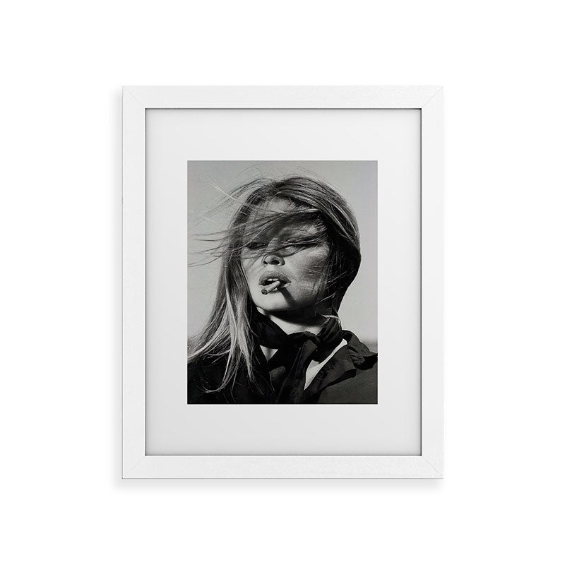 Brigitte Bardot Smoking a Cigarette, Black and White Photograph Framed Art Print Gallery Image 55