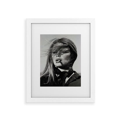 Brigitte Bardot Smoking a Cigarette, Black and White Photograph Framed Art Print Gallery Image 50