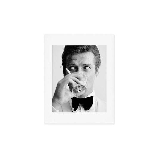 Roger Moore with Martini Retro Vintage Art Art Print Gallery Image 2