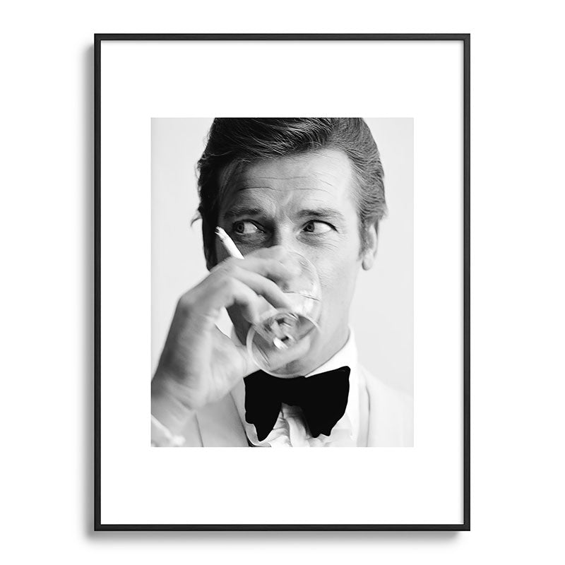 Roger Moore with Martini Retro Vintage Art Framed Art Print Gallery Image 84