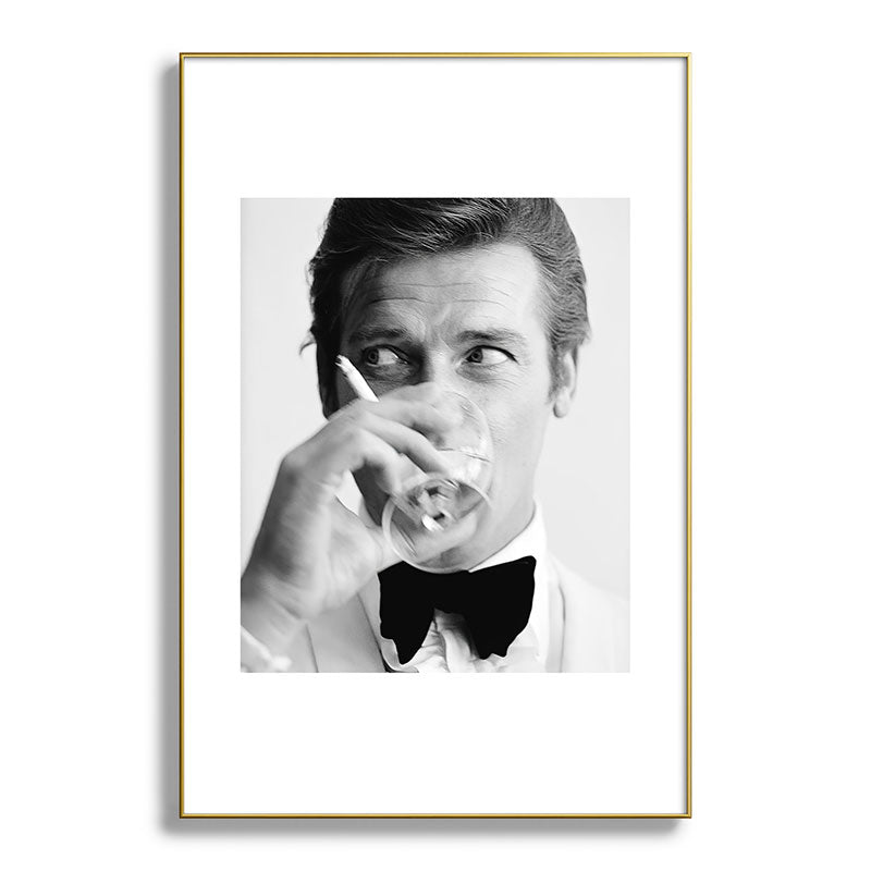 Roger Moore with Martini Retro Vintage Art Framed Art Print Gallery Image 94